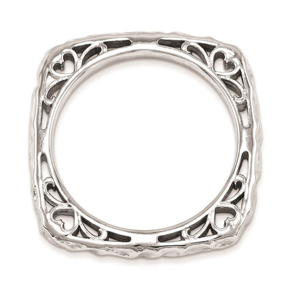 Sterlingsilber Stapelbar Expressions Poliert Rhodium Platte Quadratisch Ring