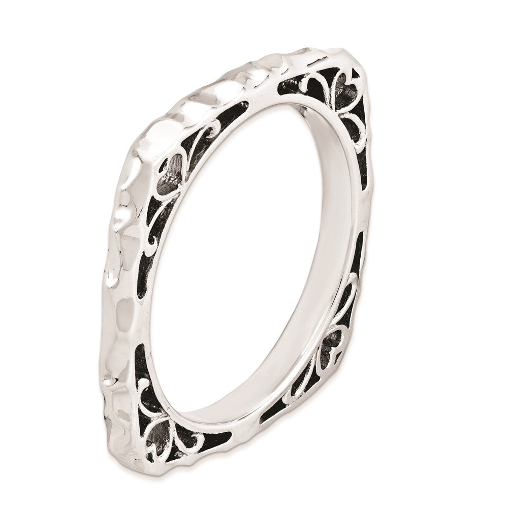 Sterlingsilber Stapelbar Expressions Poliert Rhodium Platte Quadratisch Ring