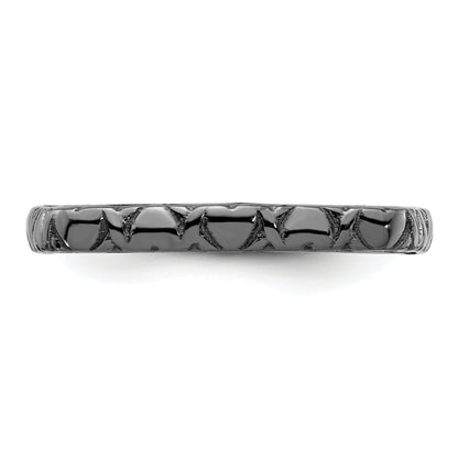 Sterlingsilber Stapelbar Expressions Poliert Schwarz Beschichtet Quadratisch Ring
