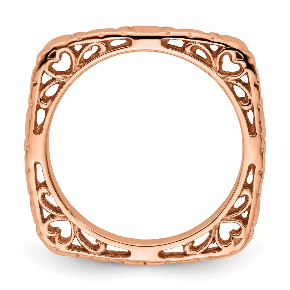 Sterlingsilber Stapelbar Expressions Poliert Rosa Beschichtet Quadratisch Ring