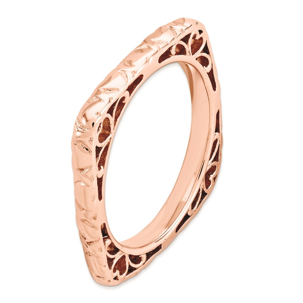 Sterlingsilber Stapelbar Expressions Poliert Rosa Beschichtet Quadratisch Ring