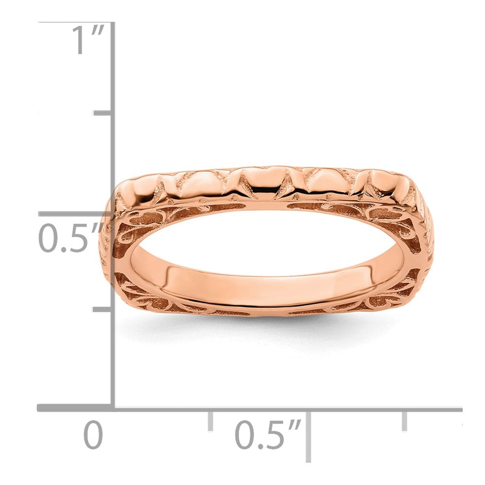 Sterlingsilber Stapelbar Expressions Poliert Rosa Beschichtet Quadratisch Ring