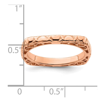 Sterlingsilber Stapelbar Expressions Poliert Rosa Beschichtet Quadratisch Ring