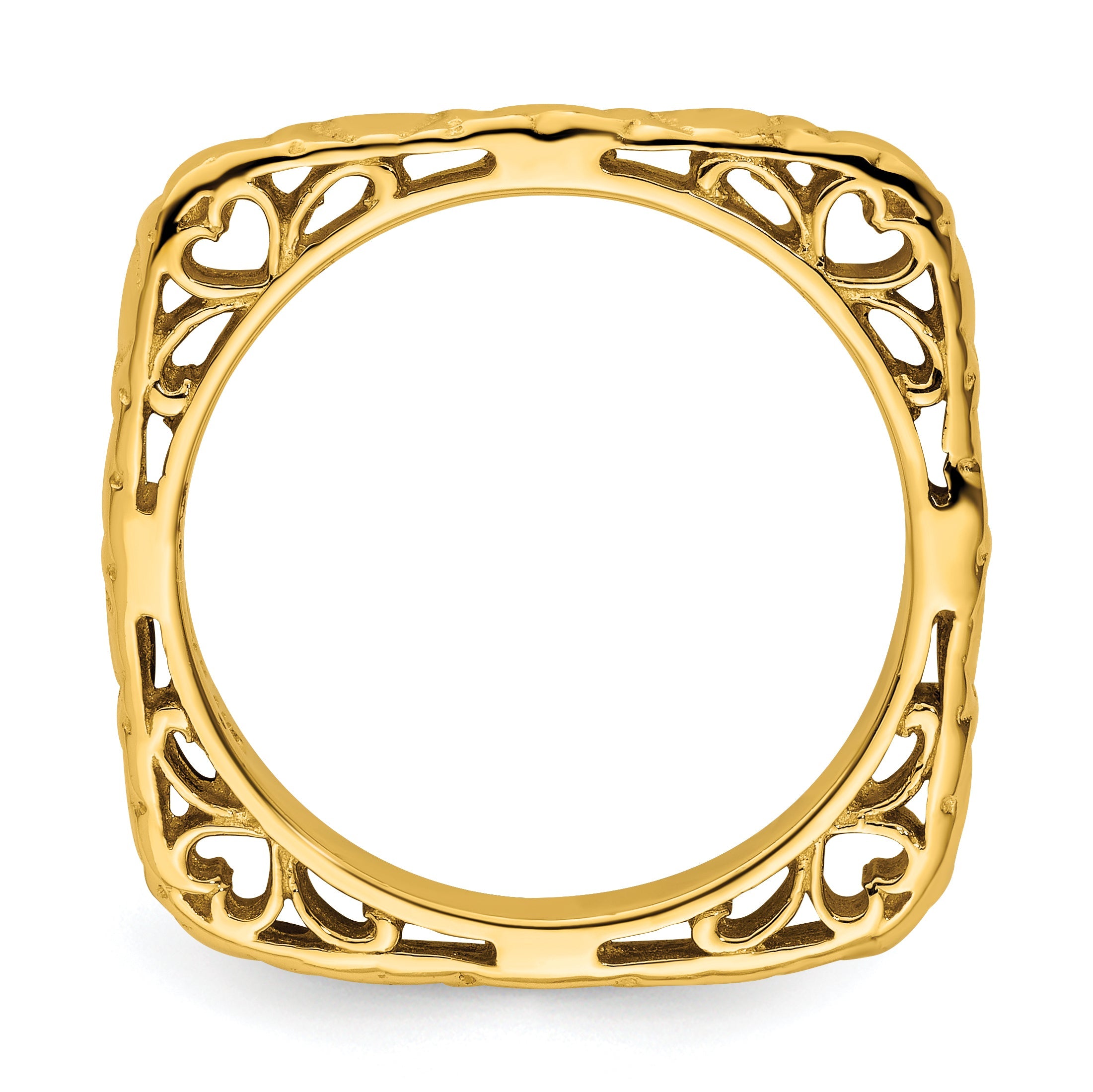 Sterlingsilber Stapelbar Expressions Poliert Vergoldet Quadratisch Ring