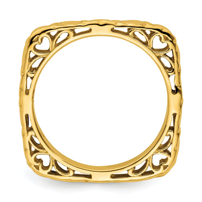 Sterlingsilber Stapelbar Expressions Poliert Vergoldet Quadratisch Ring