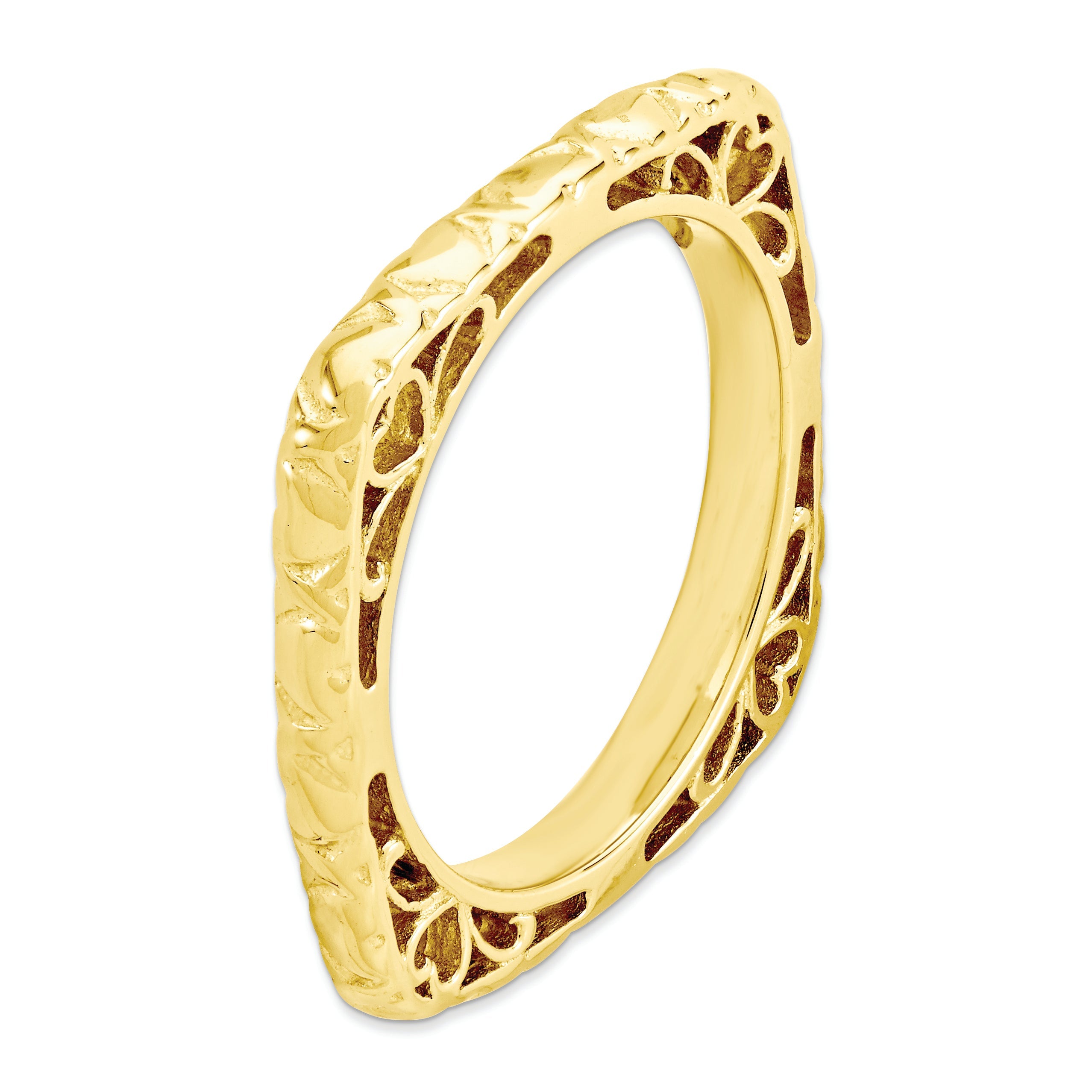 Sterlingsilber Stapelbar Expressions Poliert Vergoldet Quadratisch Ring