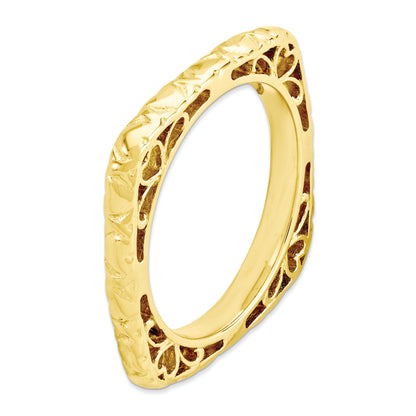 Sterlingsilber Stapelbar Expressions Poliert Vergoldet Quadratisch Ring