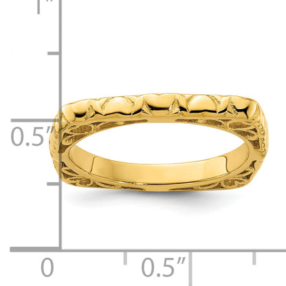 Sterlingsilber Stapelbar Expressions Poliert Vergoldet Quadratisch Ring