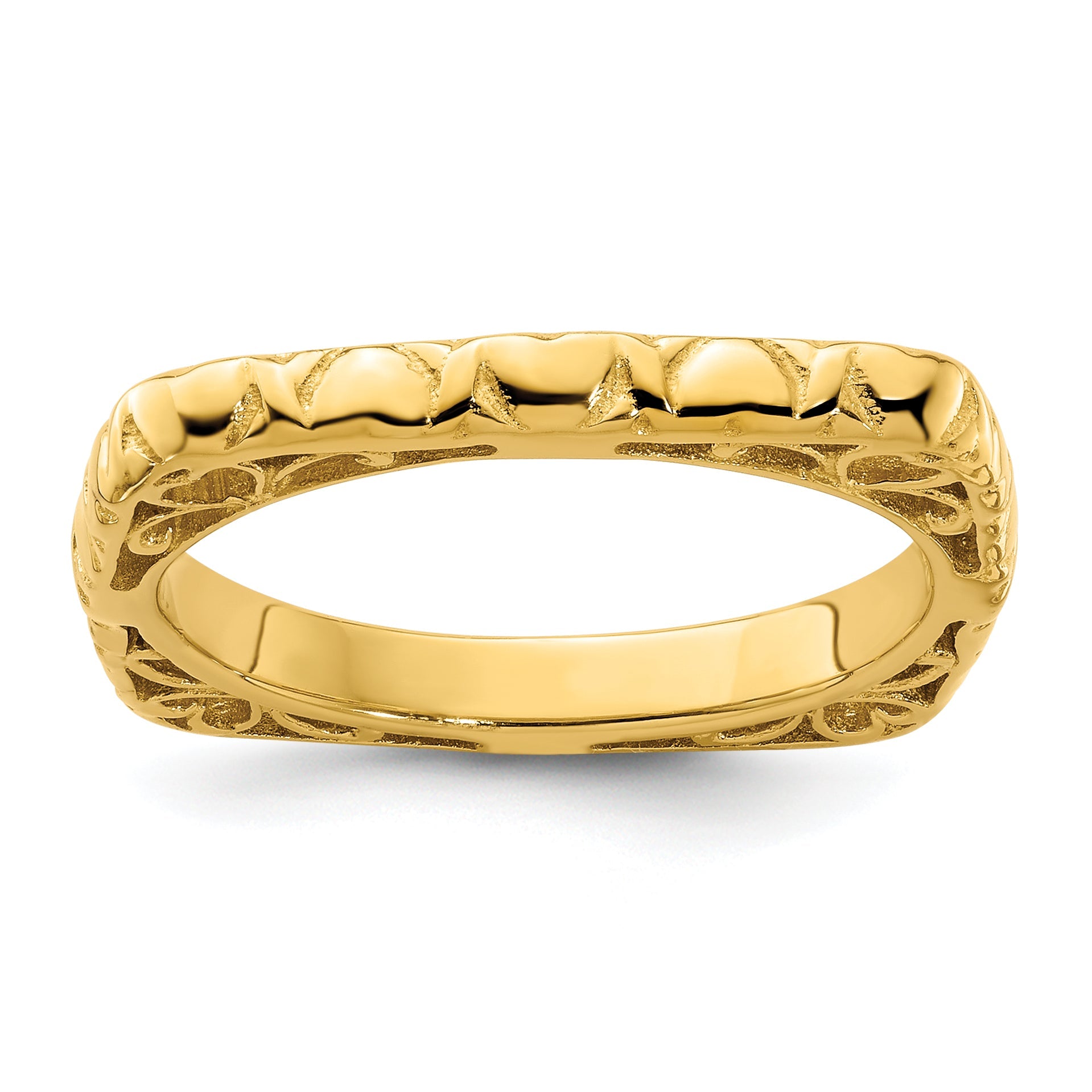 Sterlingsilber Stapelbar Expressions Poliert Vergoldet Quadratisch Ring