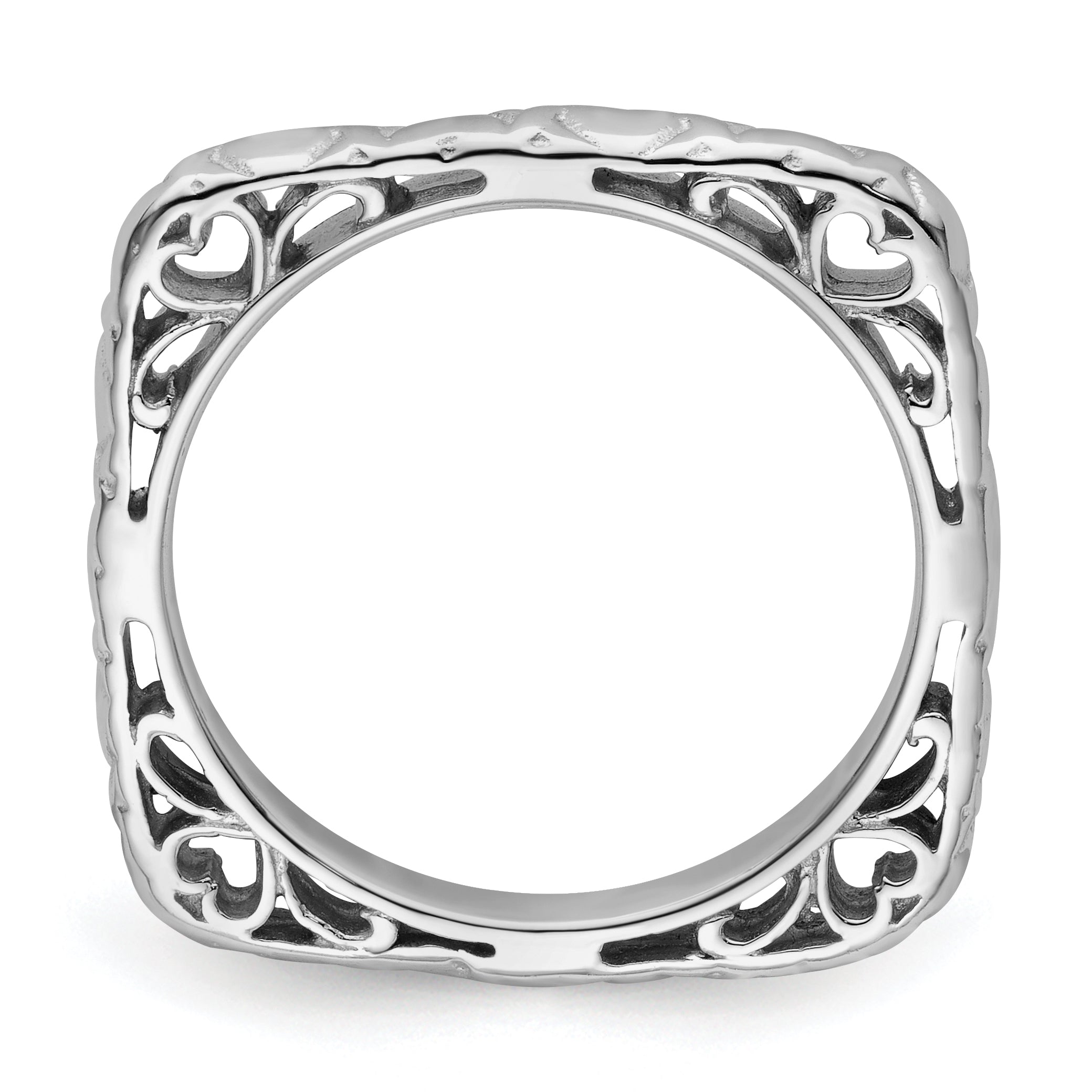 Sterlingsilber Stapelbar Expressions Poliert Rhodiniert Quadratisch Ring