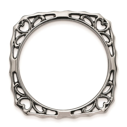Sterlingsilber Stapelbar Expressions Poliert Schwarz Platte Quadratisch Ring