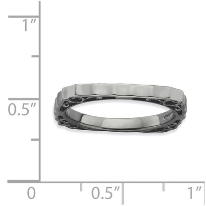 Sterlingsilber Stapelbar Expressions Poliert Schwarz Platte Quadratisch Ring
