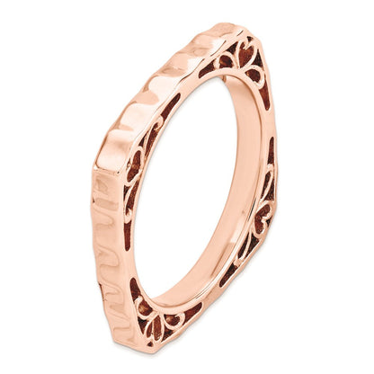 Sterlingsilber Stapelbar Expressions Poliert Rosa Platte Quadratisch Ring