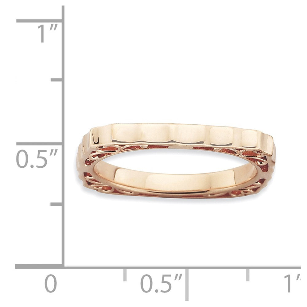 Sterlingsilber Stapelbar Expressions Poliert Rosa Platte Quadratisch Ring