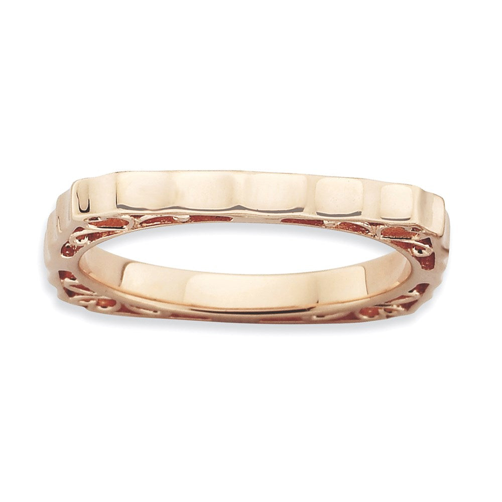 Sterlingsilber Stapelbar Expressions Poliert Rosa Platte Quadratisch Ring