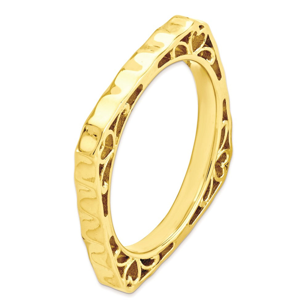 Sterlingsilber Stapelbar Expressions Poliert Gold Platte Quadratisch Ring