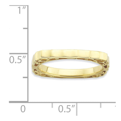 Sterlingsilber Stapelbar Expressions Poliert Gold Platte Quadratisch Ring