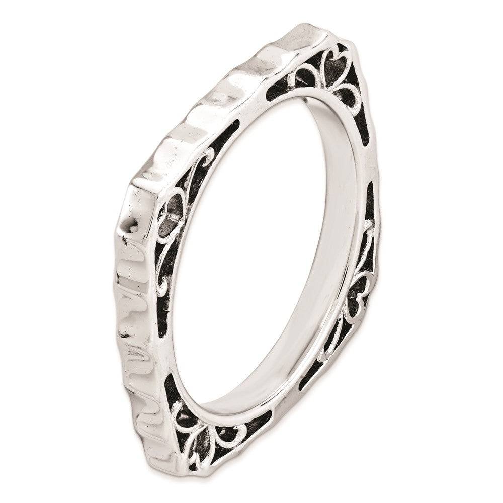 Sterlingsilber Stapelbar Expressions Poliert Rhodium Platte Quadratisch Ring