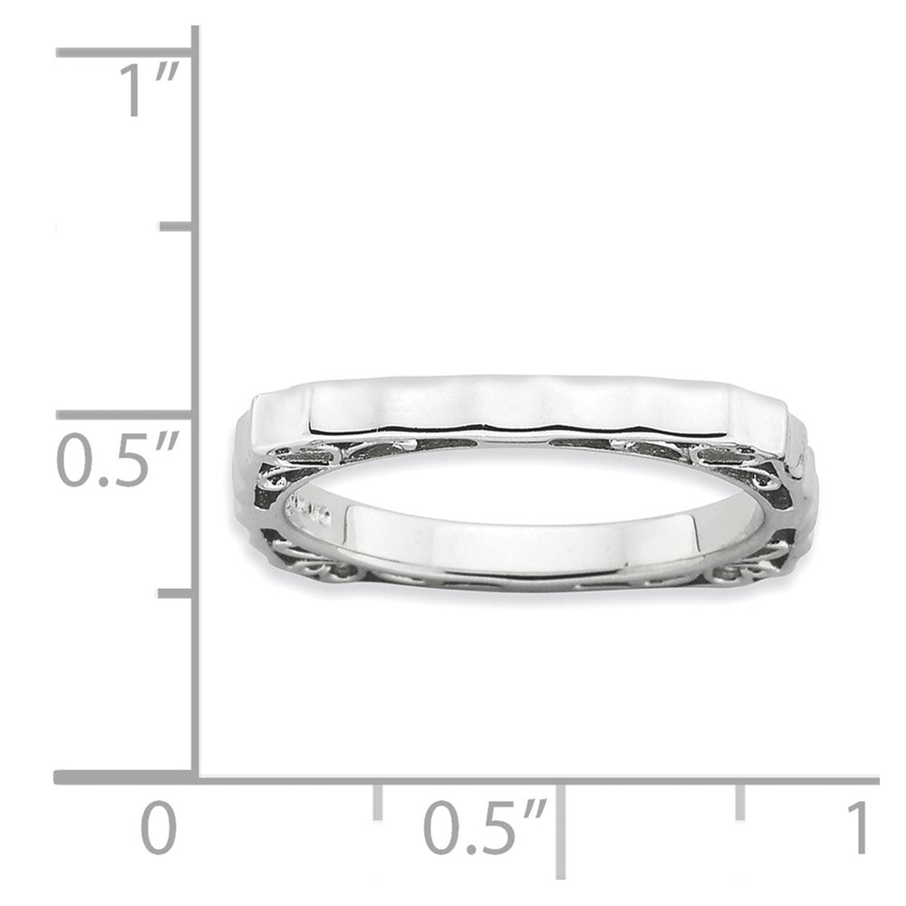 Sterlingsilber Stapelbar Expressions Poliert Rhodium Platte Quadratisch Ring