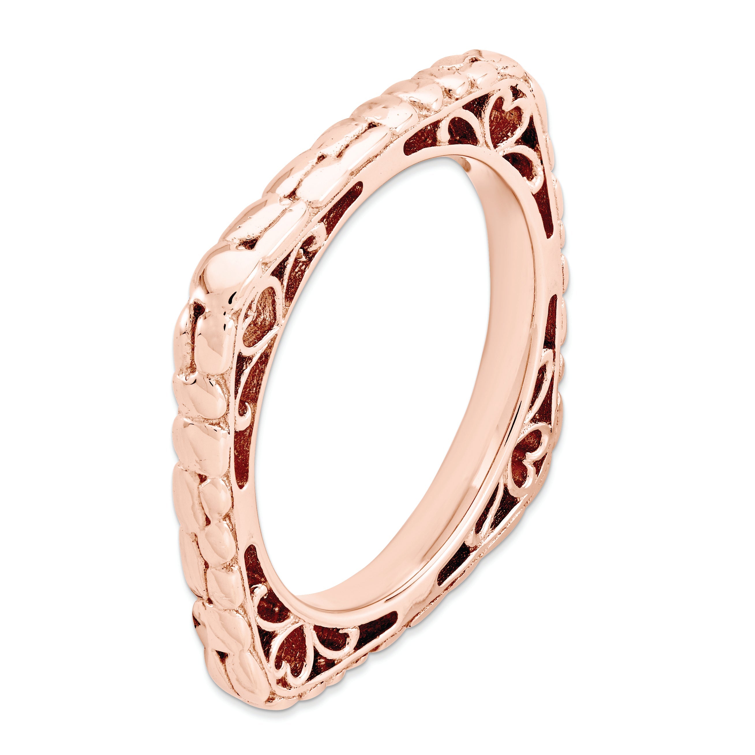 Sterlingsilber Stapelbar Expressions Poliert Rosa Platte Quadratisch Ring