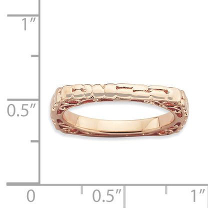 Sterlingsilber Stapelbar Expressions Poliert Rosa Platte Quadratisch Ring