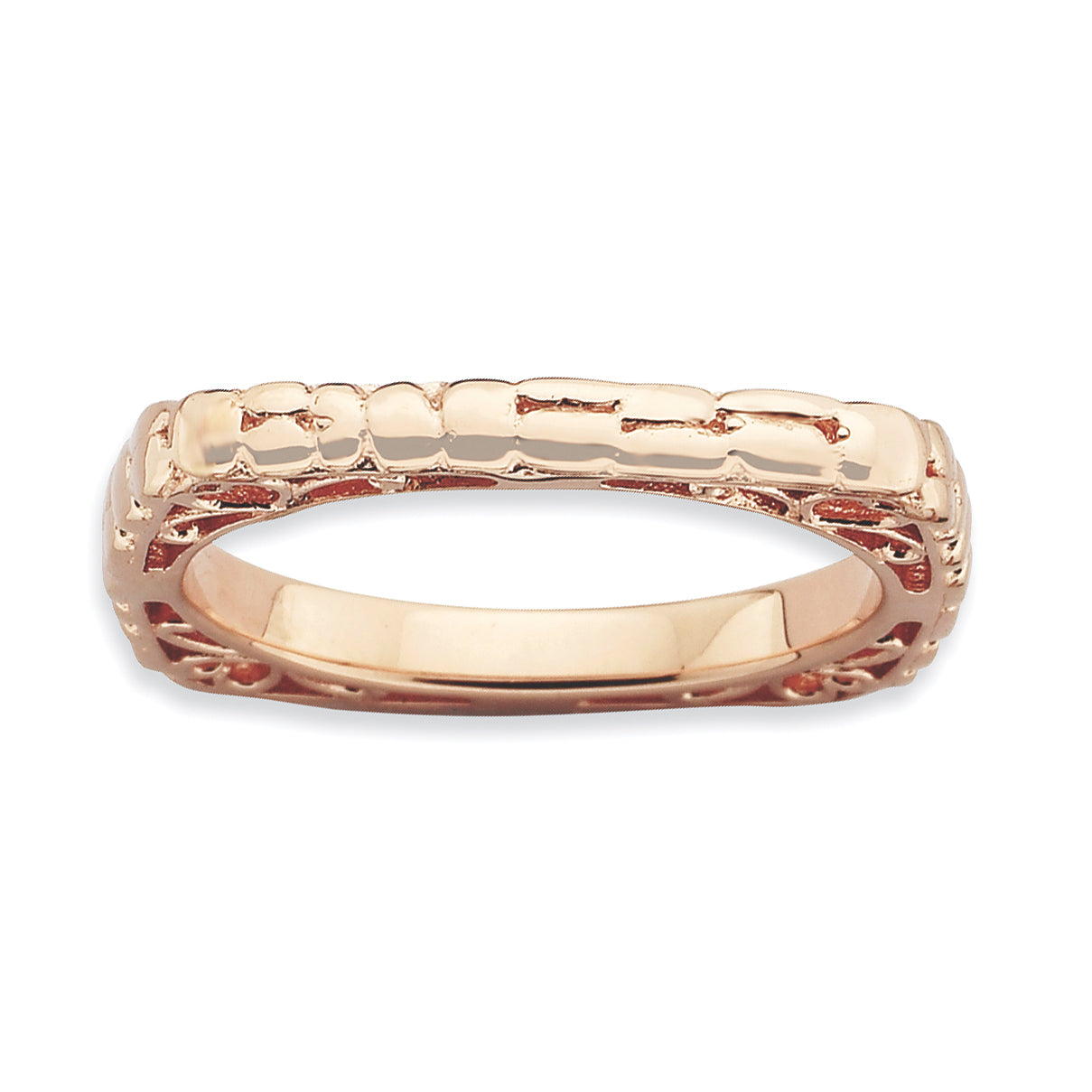 Sterlingsilber Stapelbar Expressions Poliert Rosa Platte Quadratisch Ring