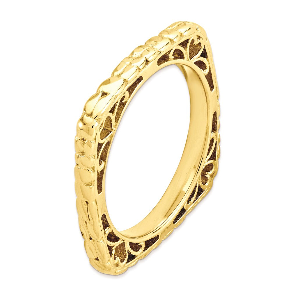 Sterlingsilber Stapelbar Expressions Poliert Gold Platte Quadratisch Ring