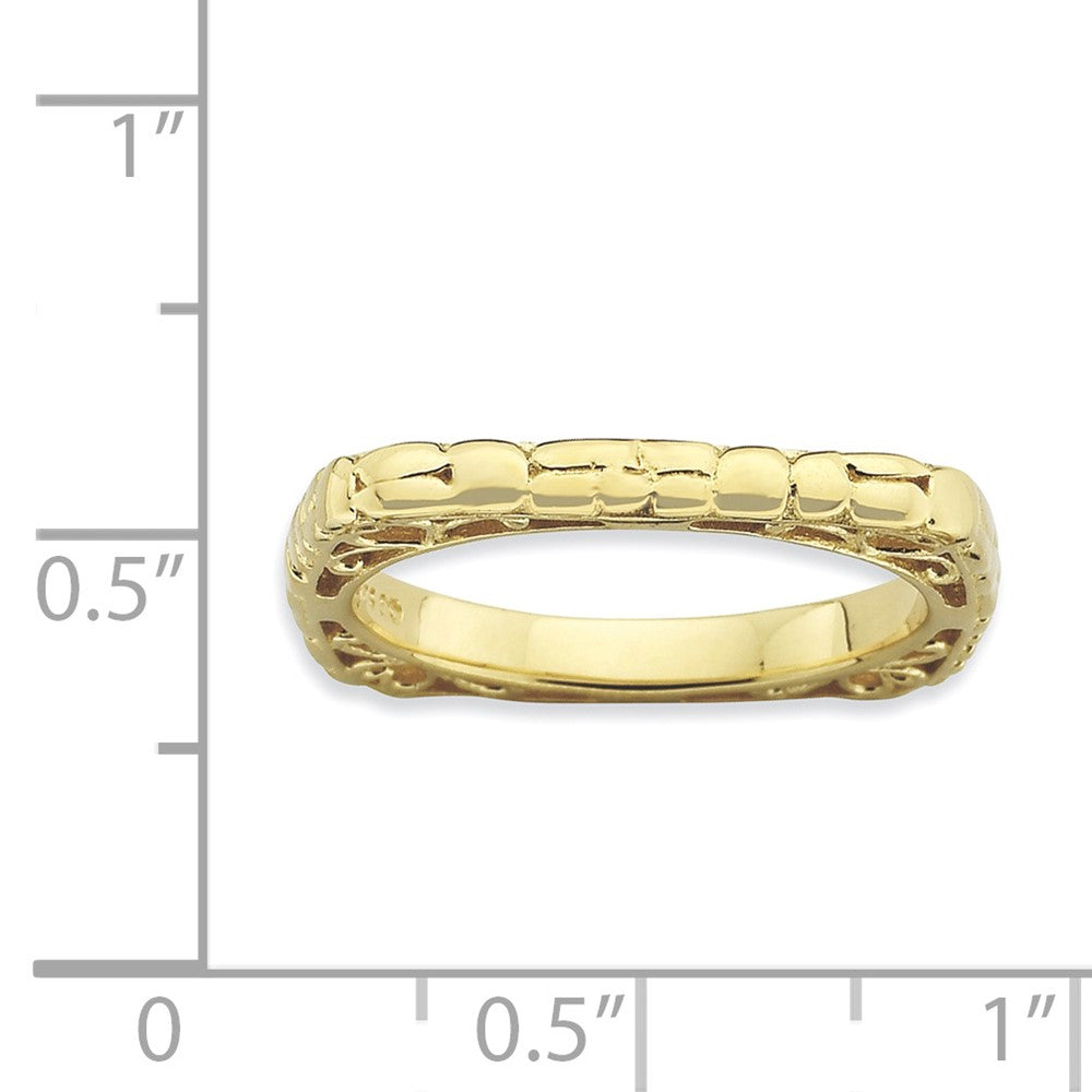 Sterlingsilber Stapelbar Expressions Poliert Gold Platte Quadratisch Ring