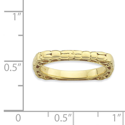Sterlingsilber Stapelbar Expressions Poliert Gold Platte Quadratisch Ring