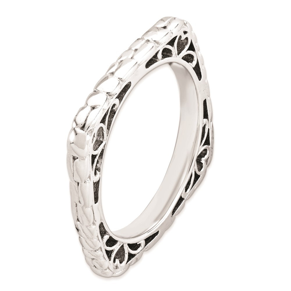 Sterlingsilber Stapelbar Expressions Poliert Rhodium Platte Quadratisch Ring
