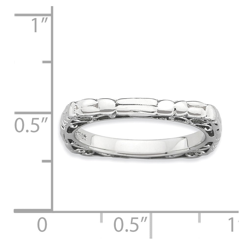 Sterlingsilber Stapelbar Expressions Poliert Rhodium Platte Quadratisch Ring