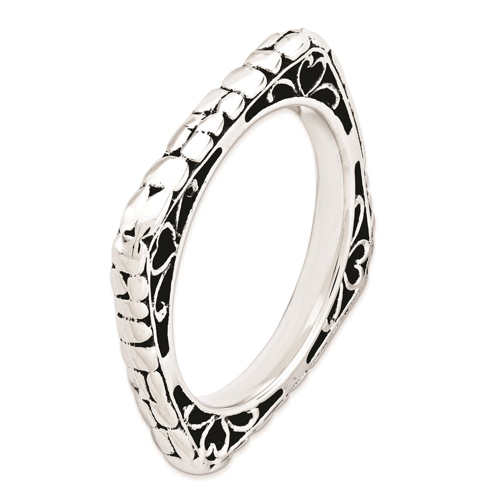 Sterlingsilber Stapelbar Expressions Poliert Antikisiert Quadratisch Ring (size 6 Nur)