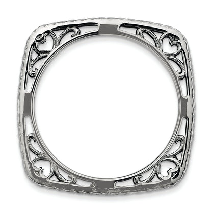 Sterlingsilber Stapelbar Expressions Poliert Schwarz Platte Quadratisch Ring