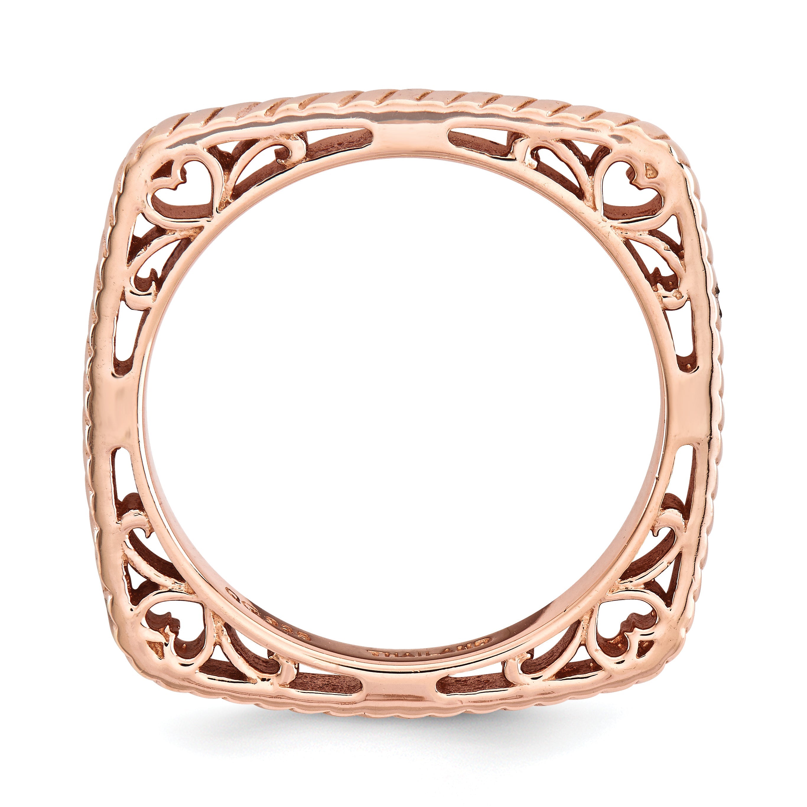 Sterlingsilber Stapelbar Expressions Poliert Rosa Platte Quadratisch Ring
