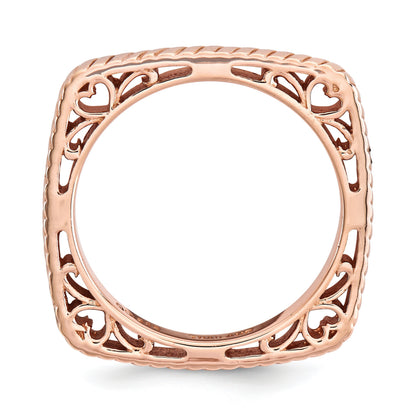 Sterlingsilber Stapelbar Expressions Poliert Rosa Platte Quadratisch Ring