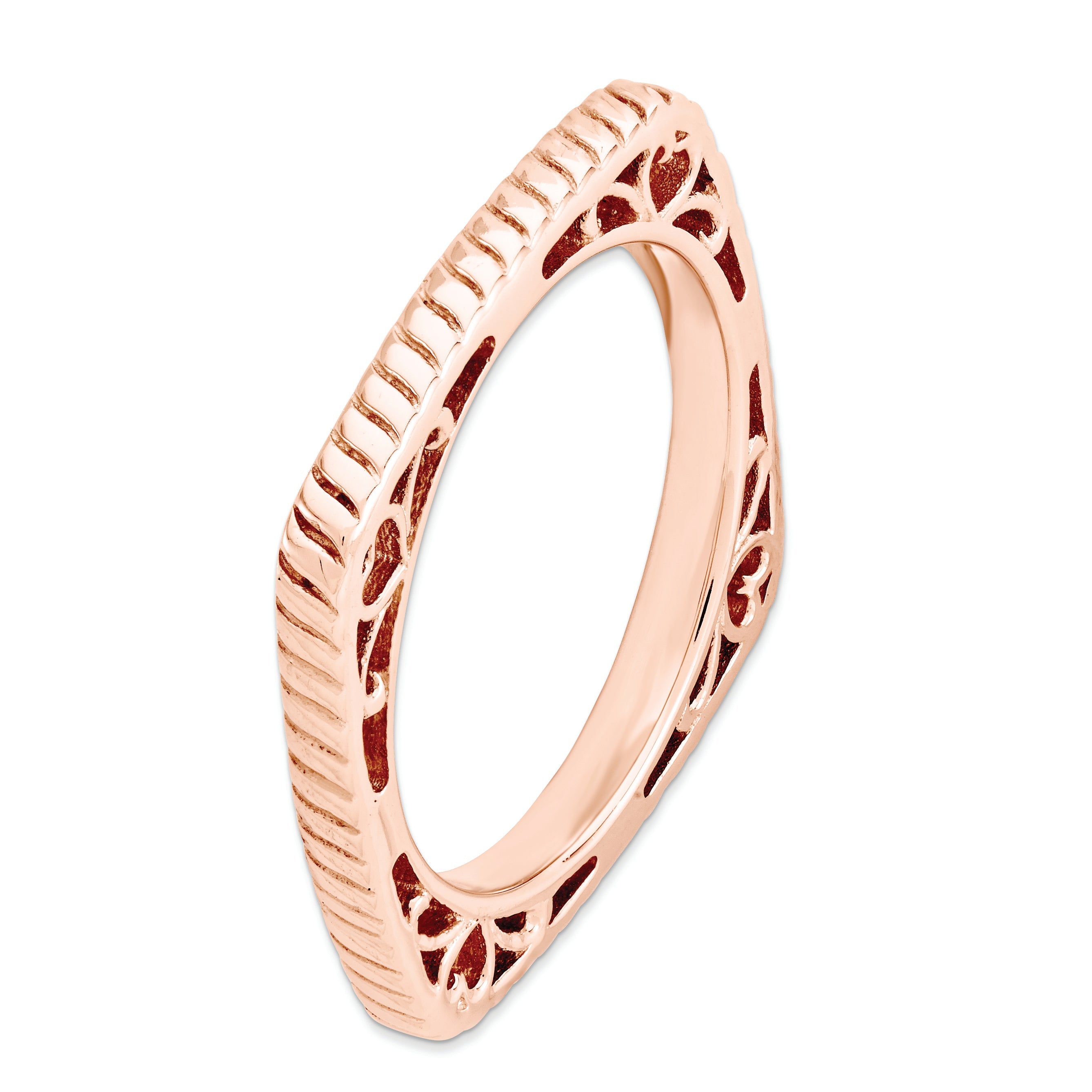 Sterlingsilber Stapelbar Expressions Poliert Rosa Platte Quadratisch Ring