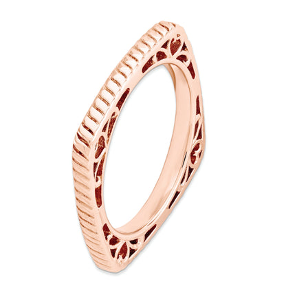 Sterlingsilber Stapelbar Expressions Poliert Rosa Platte Quadratisch Ring