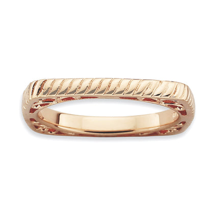 Sterlingsilber Stapelbar Expressions Poliert Rosa Platte Quadratisch Ring