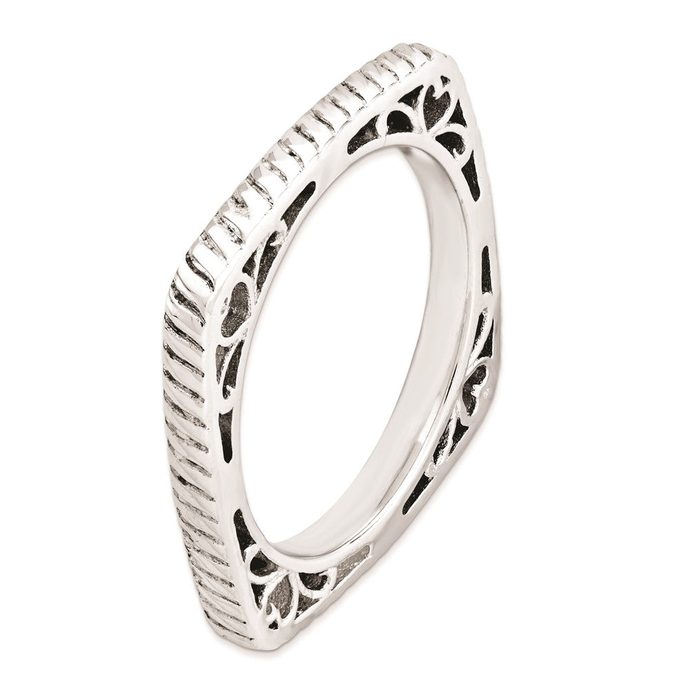 Sterlingsilber Stapelbar Expressions Poliert Rhodium Platte Quadratisch Ring