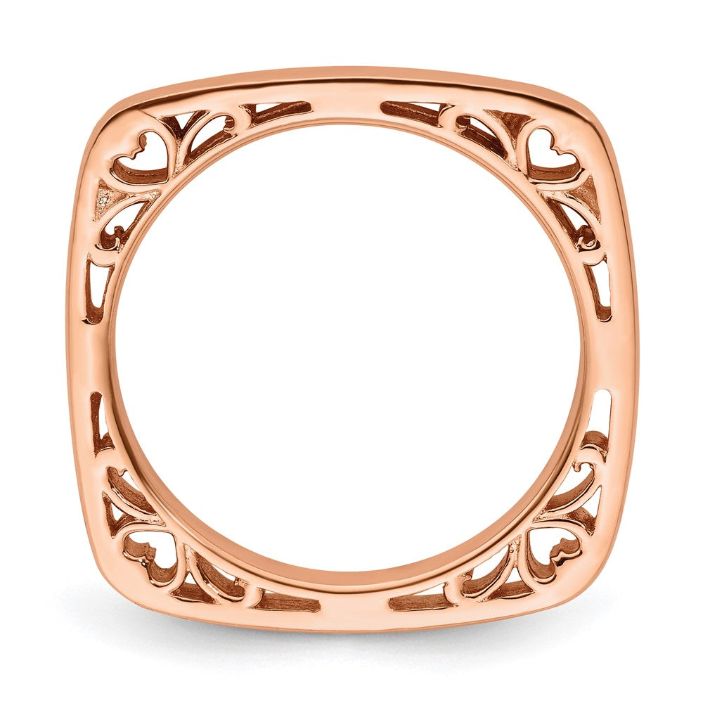 Sterlingsilber Stapelbar Expressions Poliert Rosa Beschichtet Quadratisch Ring