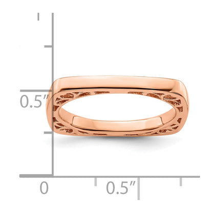 Sterlingsilber Stapelbar Expressions Poliert Rosa Beschichtet Quadratisch Ring