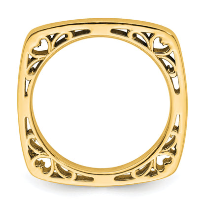 Sterlingsilber Stapelbar Expressions Poliert Vergoldet Quadratisch Ring