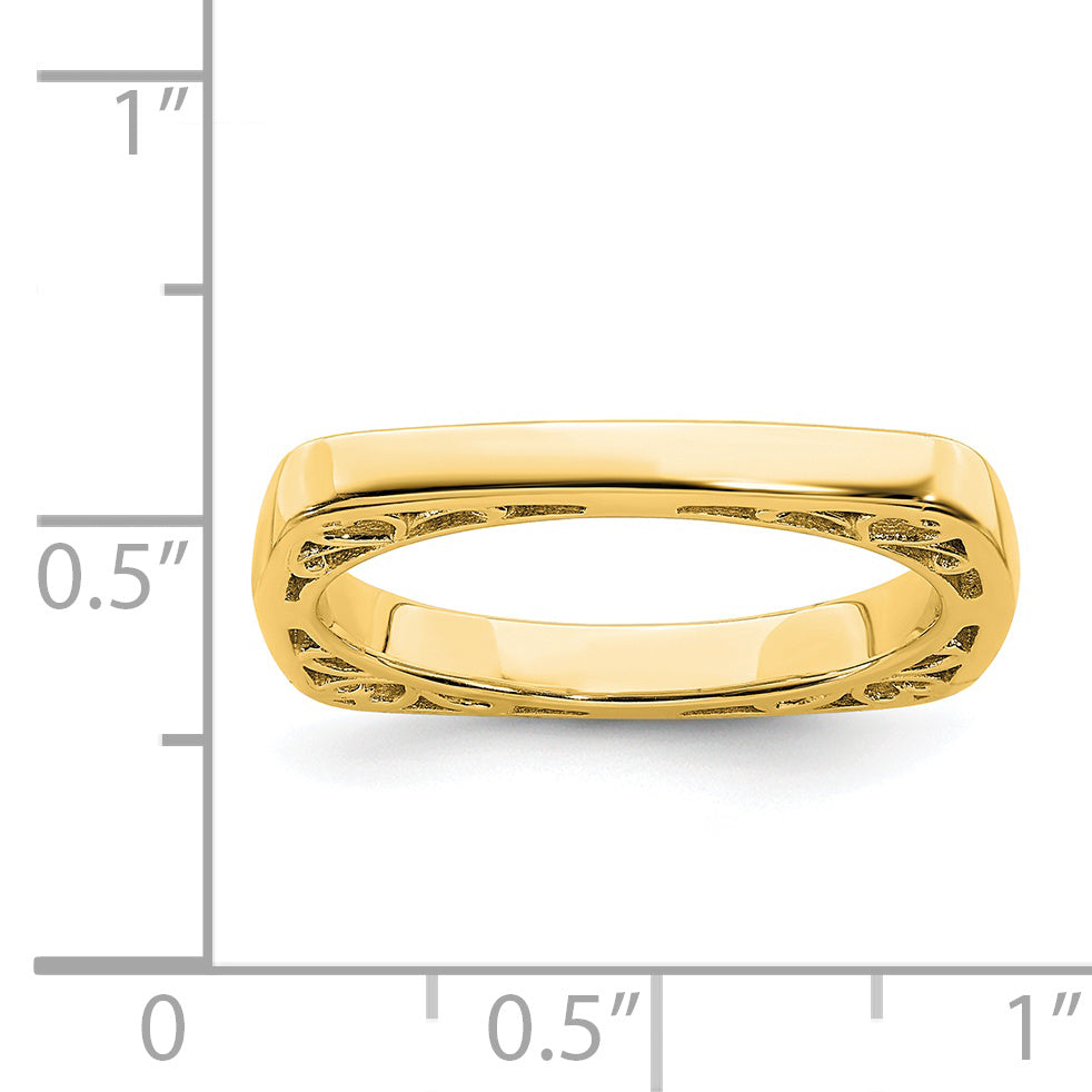 Sterlingsilber Stapelbar Expressions Poliert Vergoldet Quadratisch Ring