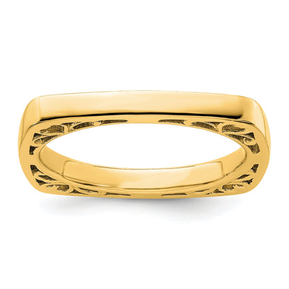Sterlingsilber Stapelbar Expressions Poliert Vergoldet Quadratisch Ring