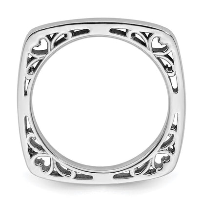 Sterlingsilber Ss Stapelbar Expressions Poliert Rhodiniert Quadratisch Ring