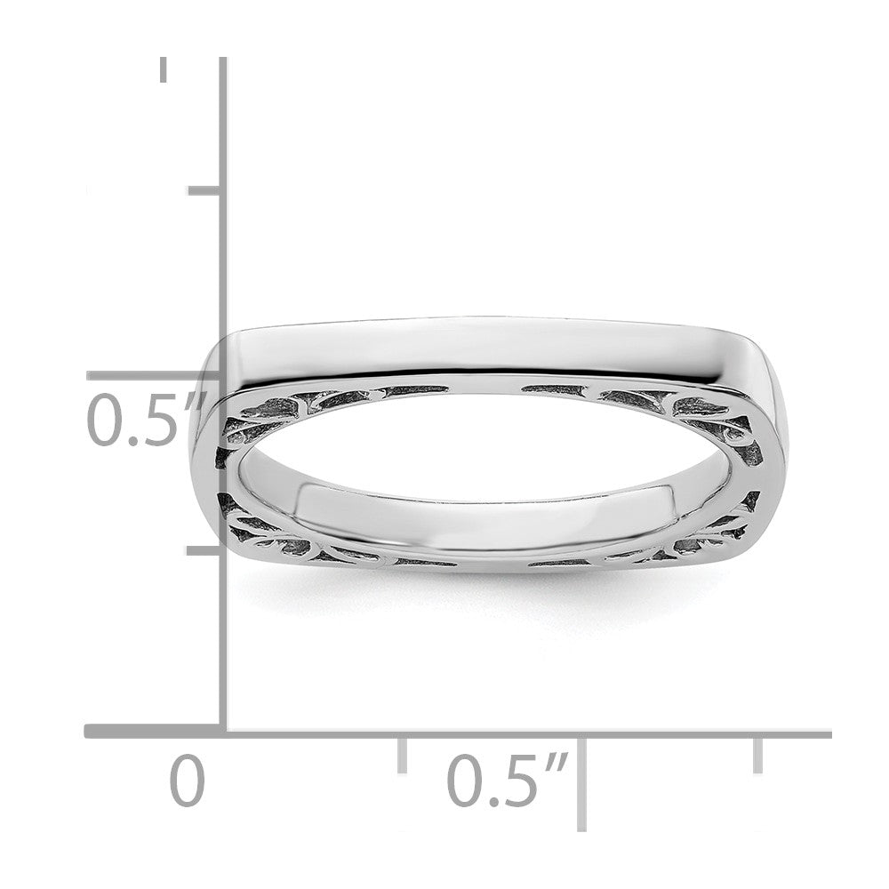 Sterlingsilber Ss Stapelbar Expressions Poliert Rhodiniert Quadratisch Ring