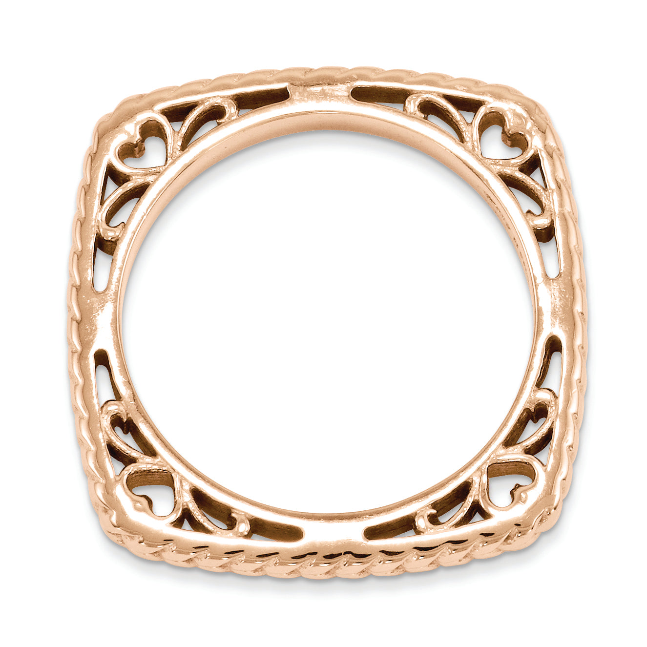 Sterlingsilber Stapelbar Expressions Poliert Rosa Platte Quadratisch Ring