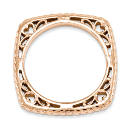 Sterlingsilber Stapelbar Expressions Poliert Rosa Platte Quadratisch Ring