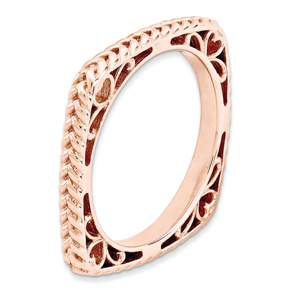 Sterlingsilber Stapelbar Expressions Poliert Rosa Platte Quadratisch Ring
