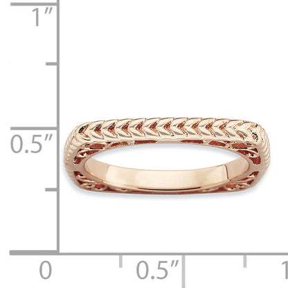 Sterlingsilber Stapelbar Expressions Poliert Rosa Platte Quadratisch Ring